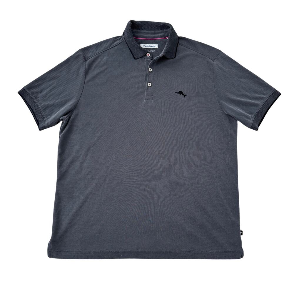Tommy Bahama IslandZone Polo Shirt Men’s Large Gray Golf Performance Striped